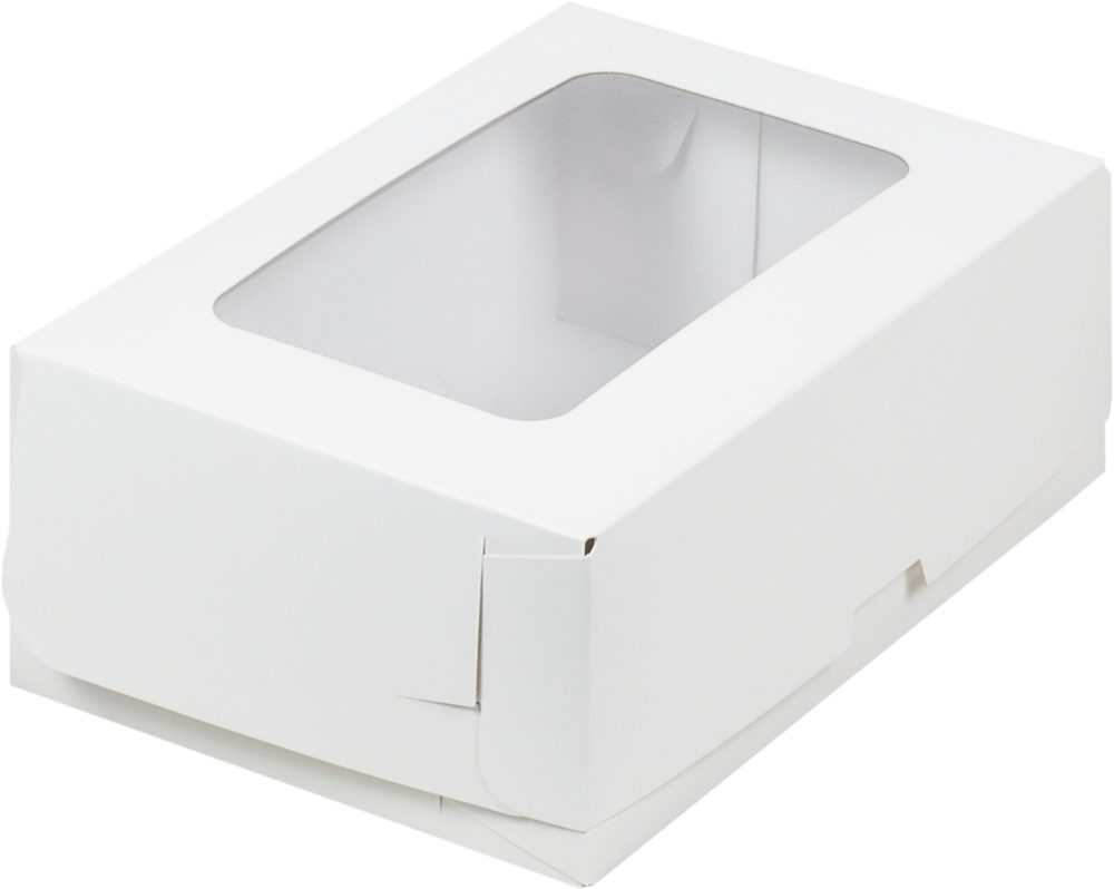 Коробка для для тортов и пирожных с окном 190*130*75 мм (белая)