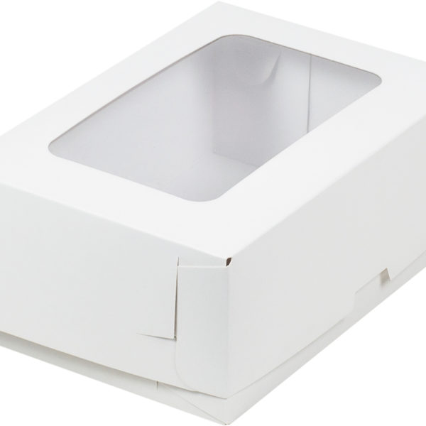 Коробка для для тортов и пирожных с окном 190*130*75 мм (белая)