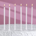 Свечи в торт высокие, ЖЕМЧУЖНЫЕ металлик ( набор 6шт) 13см