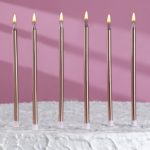 Свечи в торт высокие, ШАМПАНЬ металлик ( набор 6шт) 13см