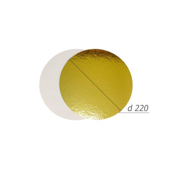 Подложка для торта d220мм h1,5мм золото/жемчуг