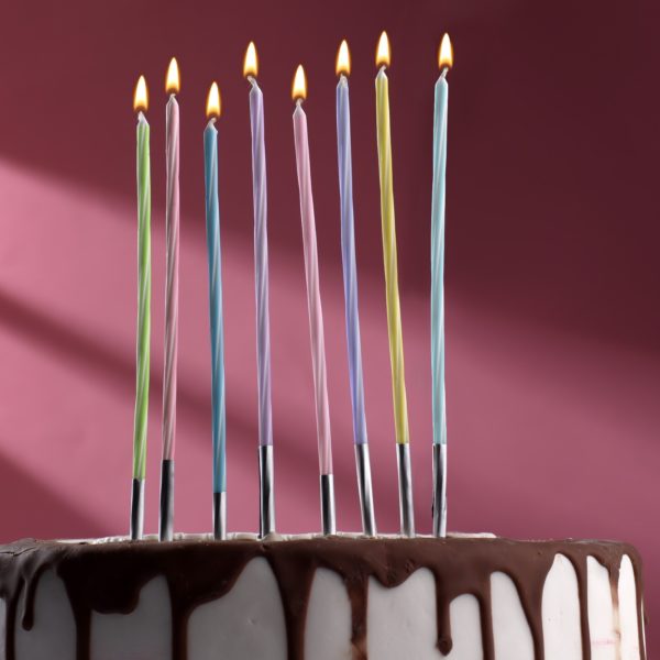 Свечи в торт, разноцветные, 8 штук