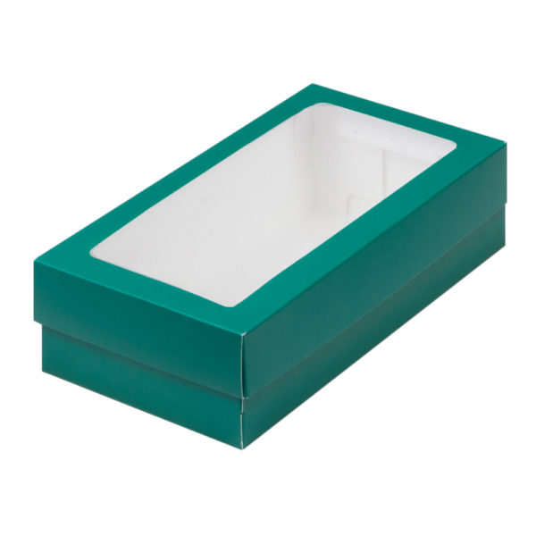 Коробка универсальная с прямоугольным окном 210*110*55 мм (зеленая матовая)