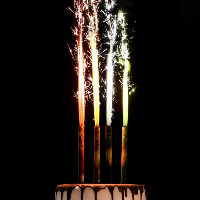 Набор тортовых свечей фонтанов "Неон", 17,5 см, 4 шт, цветное пламя
