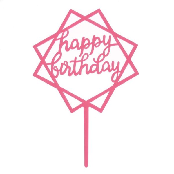 Топпер "Happy Birthday, квадрат (розовый), Карнавалия