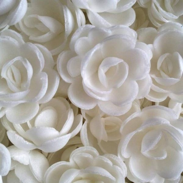 Вафельные цветы "Розы Большие" 50мм (7 штук) цвет Белый