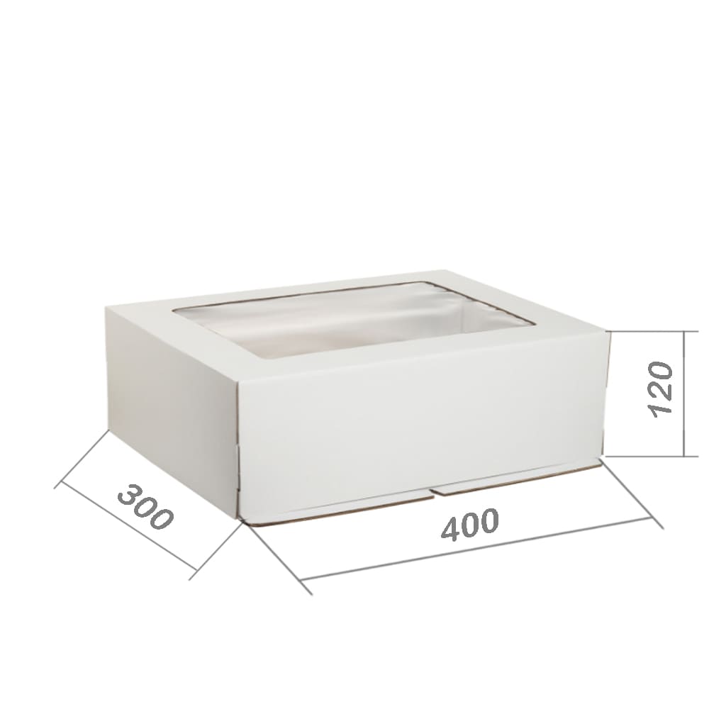 Коробка для торта 300*400*120 мм с окном (ЦИФРА)