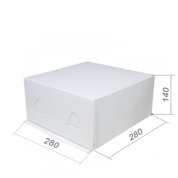 Коробка для торта 280*280*140 мм закрытая ТОНКАЯ (Хром-Эрзац)