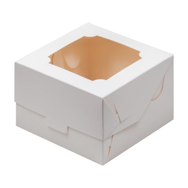 Коробка для бенто-торта 120*120*80 мм с окном (белая)