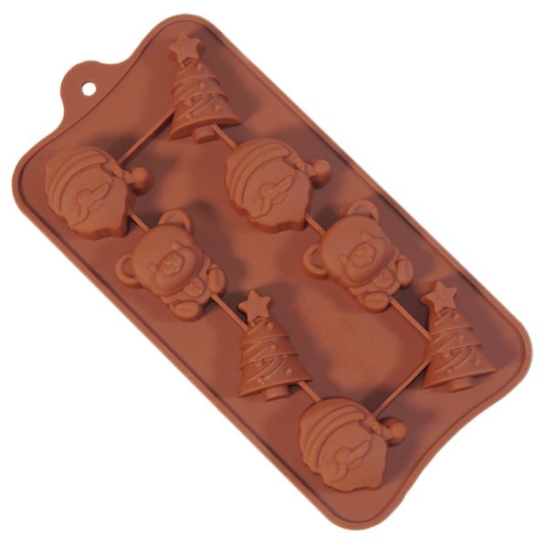 Форма силиконовая для шоколада "Новогодняя" 20*10 см, 8 ячеек