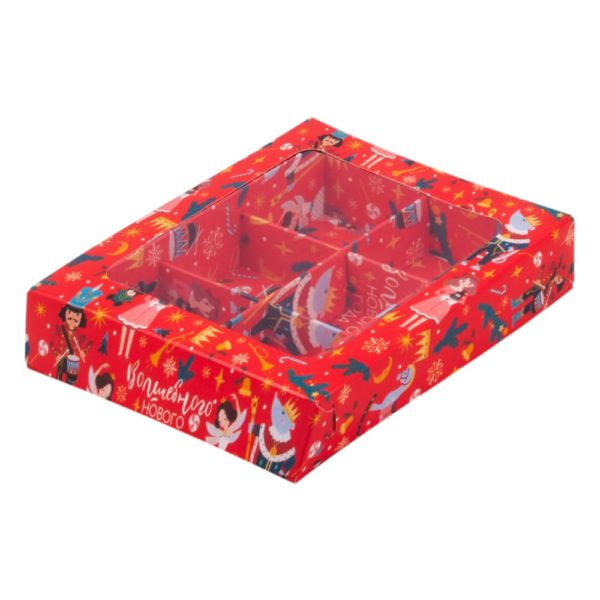 Коробка на 6 конфет с окном (Щелкунчик), 155*115*30 мм