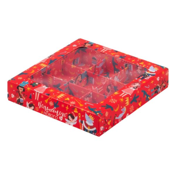 Коробка на 9 конфет с окном (Щелкунчик), 155*155*30 мм