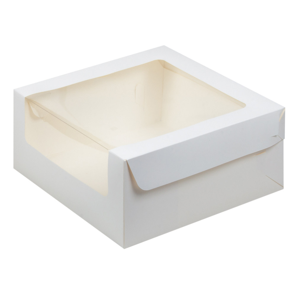 Коробка для торта 235*235*110 мм с увеличенным окном (белая)