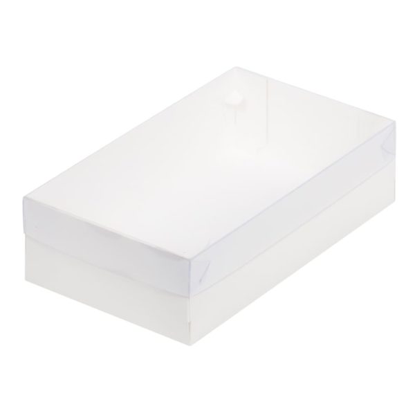 Коробка для зефира, тортов и пирожных с пластиковой крышкой 250*150*70 (белая)