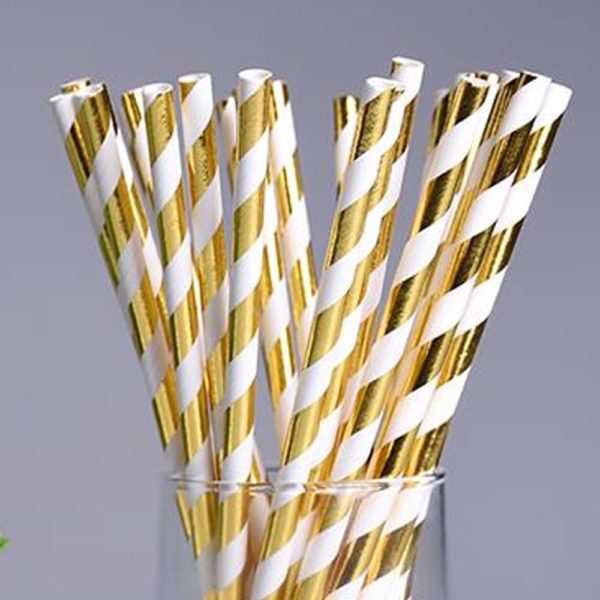 Трубочки бумажные «Спираль», набор 25 шт (ЗОЛОТО)