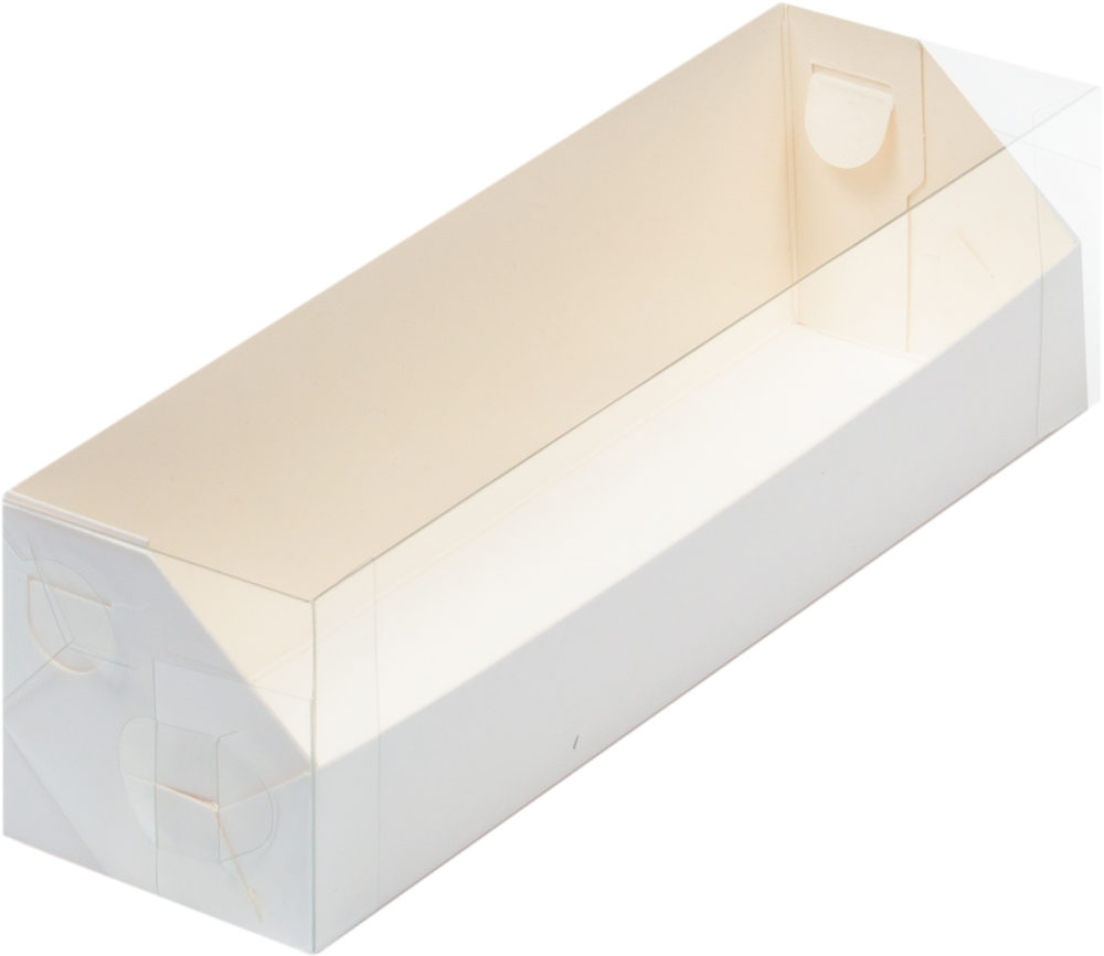 Коробка на 6 макарон с пластиковой крышкой 190*55*55 (белая)