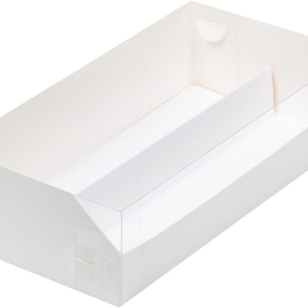 Коробка на 12 макарон с пластиковой крышкой и ложементом 210*110*55 мм (белая)
