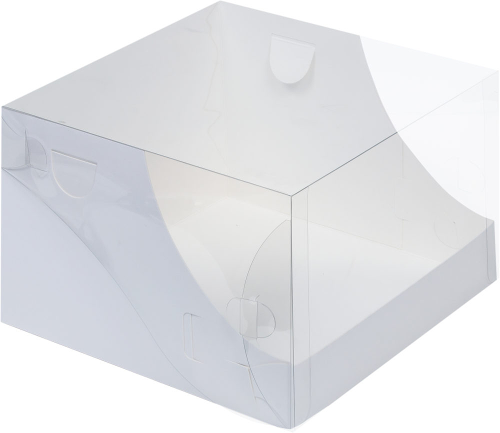 Коробка для торта 205*205*140 мм с пластиковой крышкой (белая)