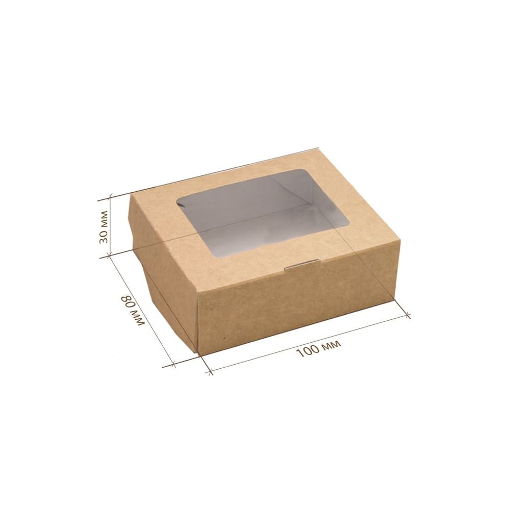 Коробка для кондитерских изделий 100*80*35 ECO с окном (TABOX 300)