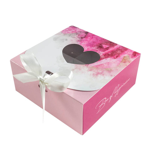Коробка на 9 конфет "Цветок бордовый с лентой"