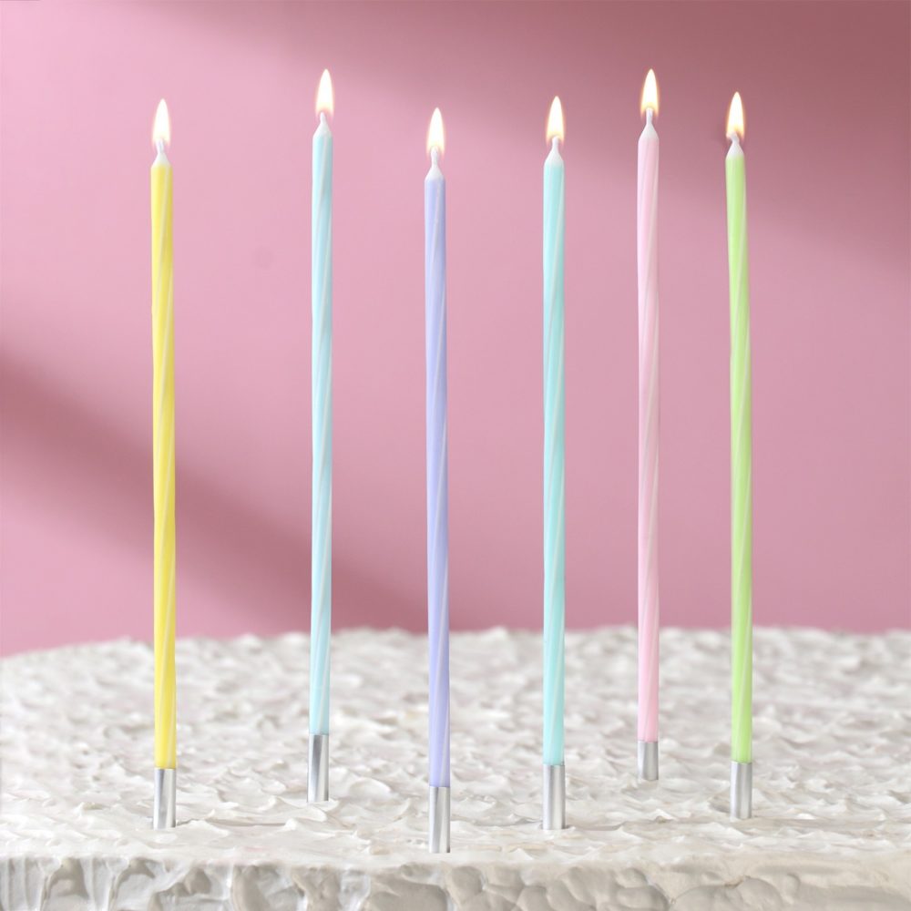 Свечи для торта высокие 7шт, (Разноцветные, пастель)