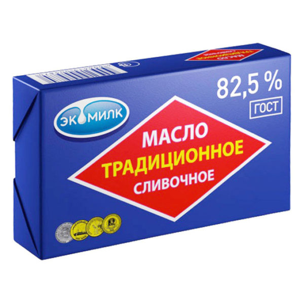 МАСЛО "Экомилк" традиционное 82,5%, 180 г (МАЛЫШ) сливочное