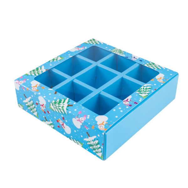 Коробка на 9 конфет «Снеговики и елки» пенал