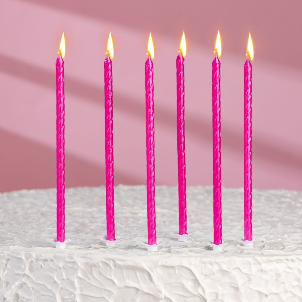 Свечи «Высокие Спираль», 6 шт, 13 см, Розовые