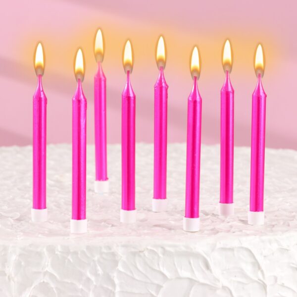 Набор свечей «Манхеттен», 9 см, 8 шт, розовый металлик