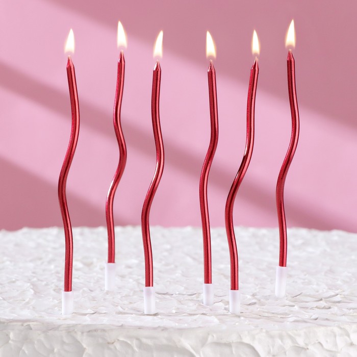 Свечи для торта «Серпантин» 6 шт, красный