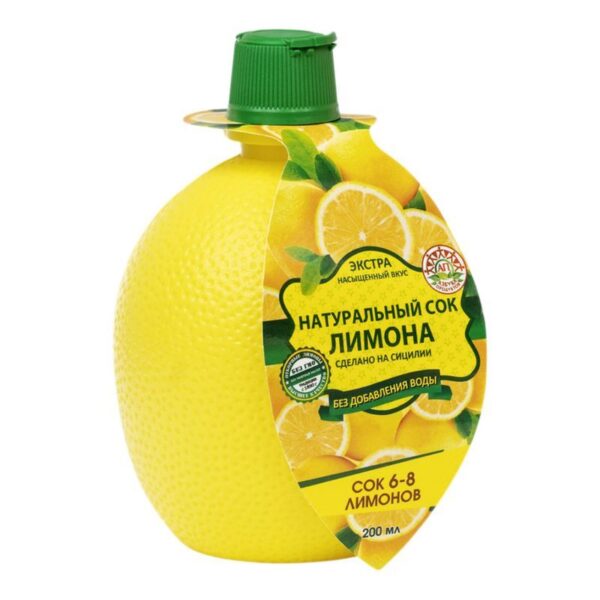 Натуральный сок лимона, 200 мл