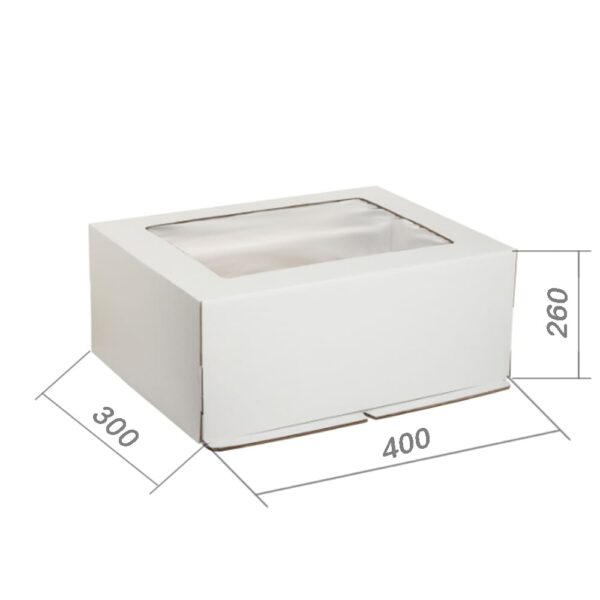 Коробка для торта 300*400*260 мм с окном (ЦИФРА, высокая) (3Ч)
