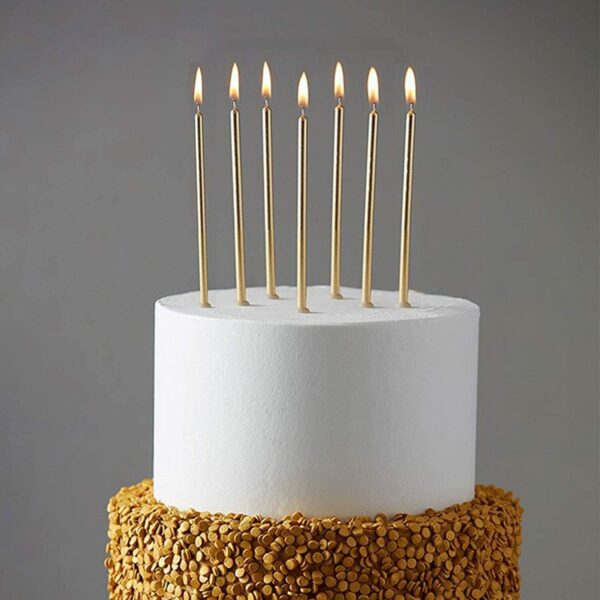 Свечи в торт высокие, ЗОЛОТО металлик ( набор 6шт) 11см
