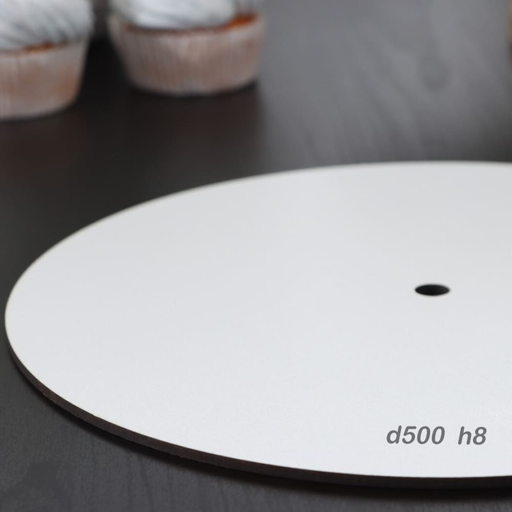 ПРЕМИУМ подложка d500мм h8 мм деревянная белая с отверстием ПРЕМИУМ подложка d500мм h8 мм деревянная белая с отверстием