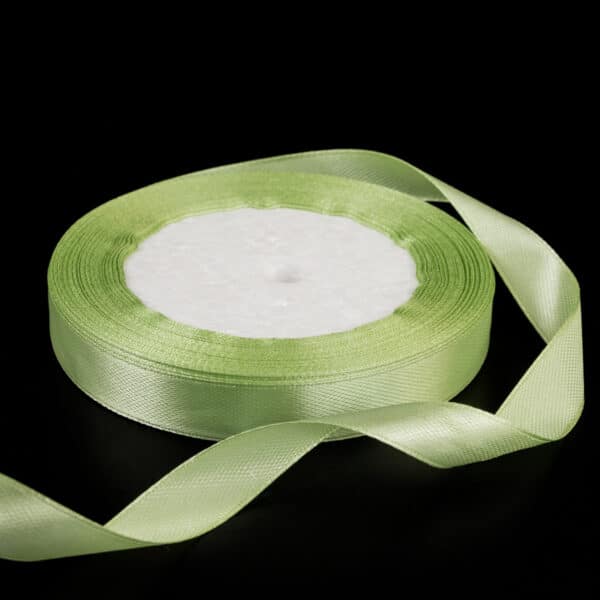 Лента атласная БЛЕДНО-ЗЕЛЕНАЯ, 6 мм × 25 м